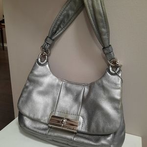 Authentic Coach Metallic Silver/Bronze Leather Purse Handbag